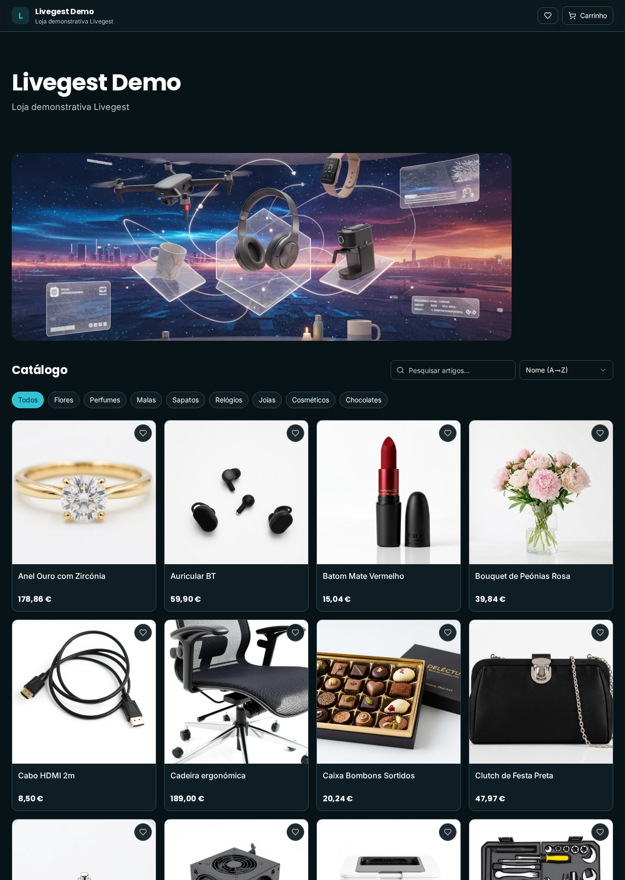 Loja Livegest — Storefront próprio