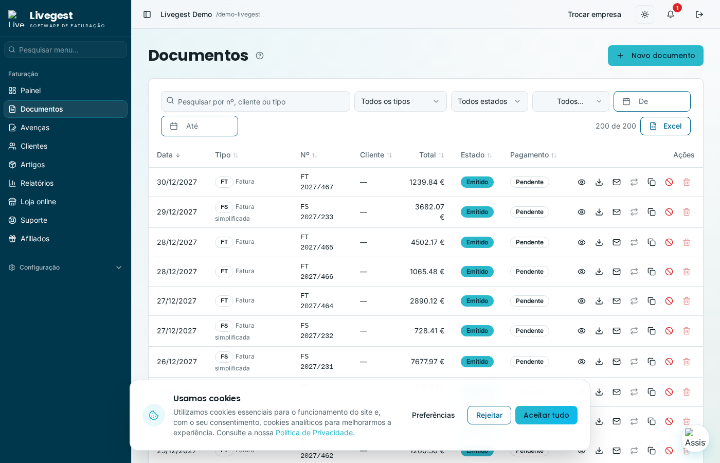 Livegest — Faturação conforme requisitos AT