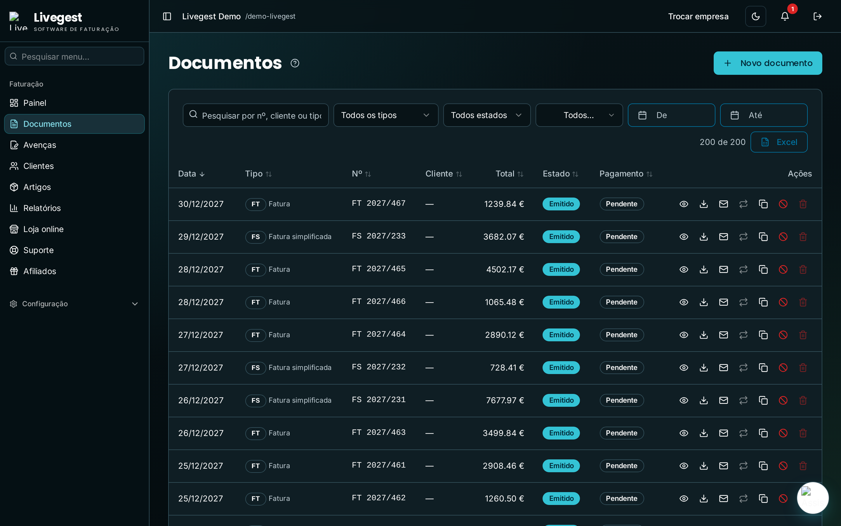 Documentos do cliente